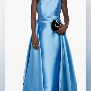 Solace London One-Shoulder Satin Gown in Cornflower blue